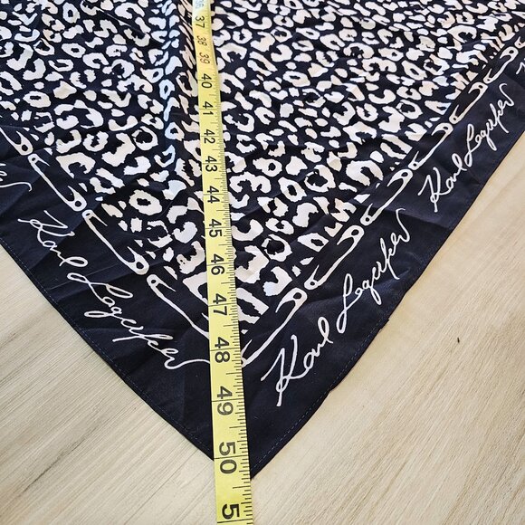 Karl Lagerfeld Black and White Animal Cheetah Print Square Safety Pins Scarf - Picture 7 of 8